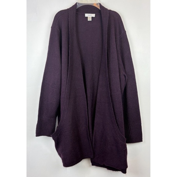 CJ Banks Sweaters - CJ Banks Cardigan Sweater Open Womens 2X Knit Burgundy Pockets Office Career